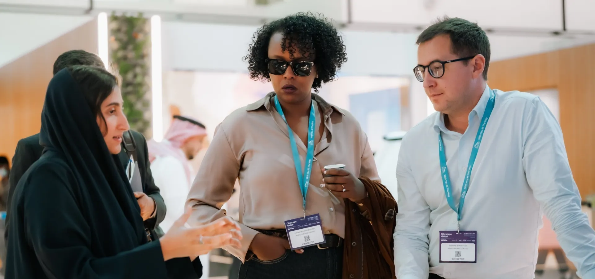 visitors looking at a project